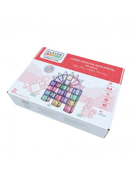 Cleverclixx - Klocki Magnetyczne Large Creative Pack Pastel - 125 El.