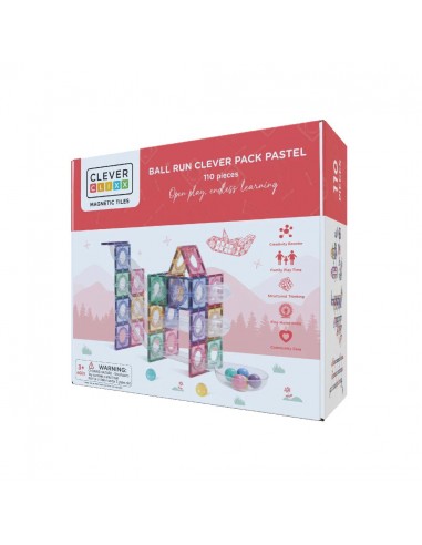 Cleverclixx - Klocki Magnetyczne Ball Run Clever Pack Pastel - 110 El.