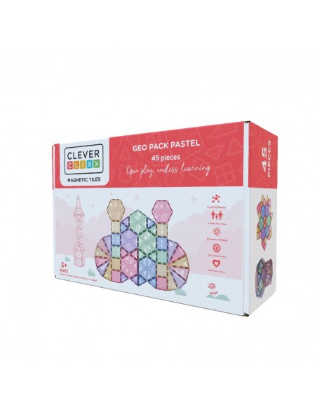 Cleverclixx - Klocki Magnetyczne Geo Pack Pastel - 45 El.