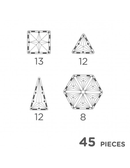 Cleverclixx - Klocki Magnetyczne Geo Pack Pastel - 45 El.