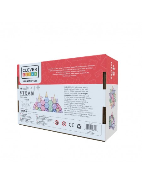 Cleverclixx - Klocki Magnetyczne Geo Pack Pastel - 45 El.