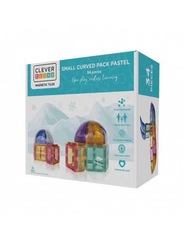 Cleverclixx - Klocki Magnetyczne Small Curved Pack Pastel - 34 El.