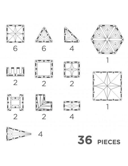 Cleverclixx - Klocki Magnetyczne Petite Pastel Pack - 36 El.