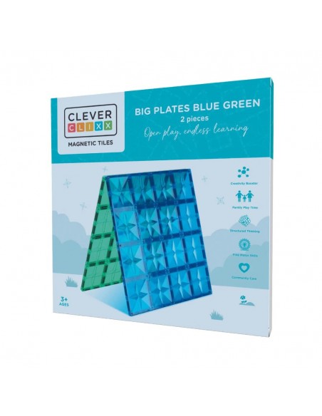 Cleverclixx - Klocki Magnetyczne Big Plates Blue Green - 2 El.