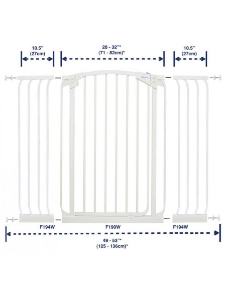 Bramka bezpieczeństwa Chelsea(W: 71-80cm x H: 1m) biała (szary karton) Bramki zabezpieczające