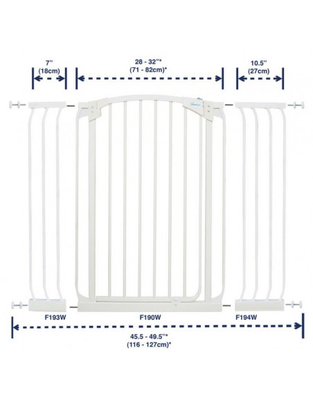 Bramka bezpieczeństwa Chelsea(W: 71-80cm x H: 1m) biała (szary karton) Bramki zabezpieczające